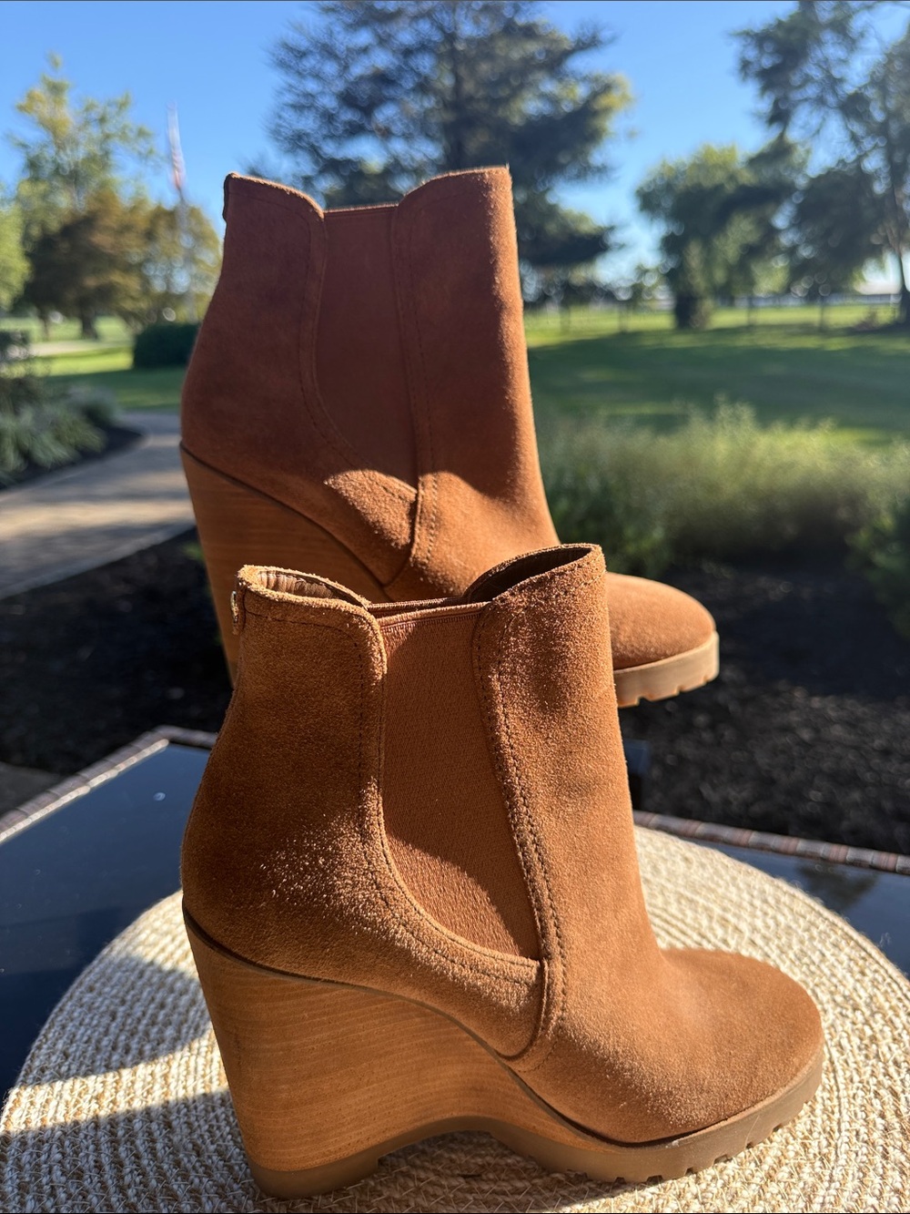 Michael Kors Chestnut Suede Wedge Ankle Booties